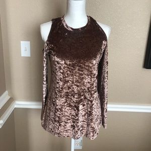 Crushed velvet cold shoulder top